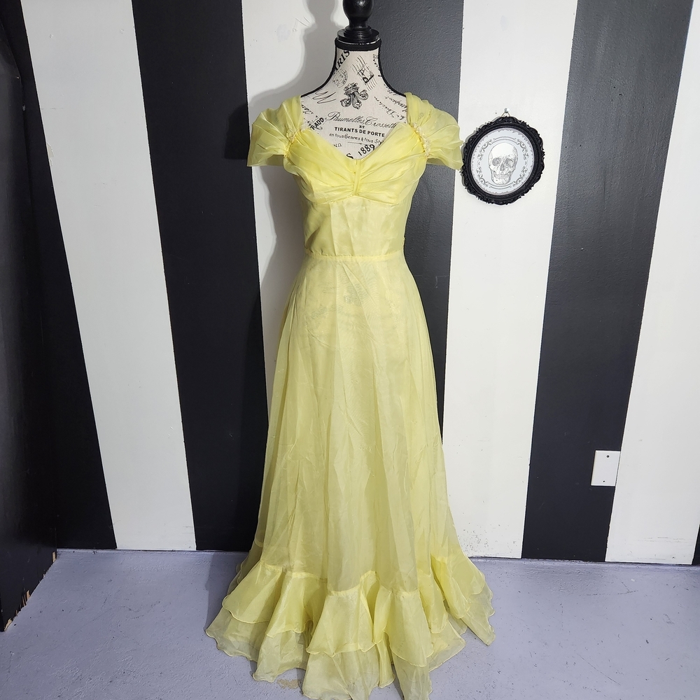 60's Vintage Yellow Maxi Dress